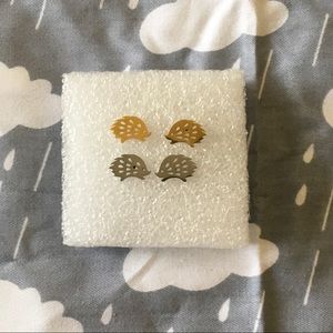 Hedgehog stud earring set